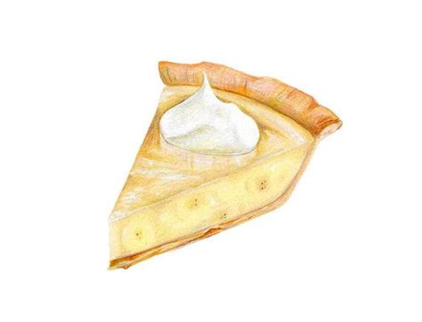 banana cream pie art food illustration art print yellow food