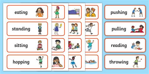 verb flashcards primary resources teacher