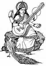Saraswati Inde Divinité Hindoue Colorier Sagesse sketch template