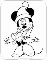 Winter Minnie Coloring Mouse Pages Fall Disneyclips Dressed sketch template