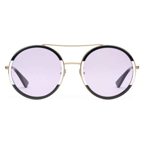 gucci round frame metal sunglasses black and ivory gucci eyewear