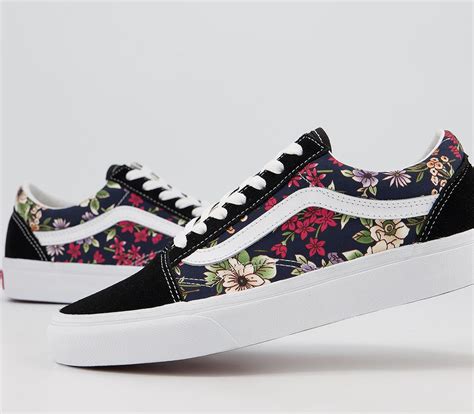 vans  skool trainers floral black multi true white exclusive sneaker damen