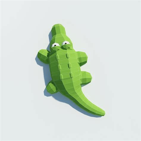 poly papercraft crocodile  papercraft  poly models etsy