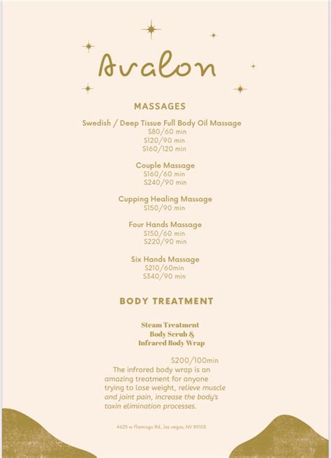 services avalon day spa