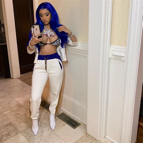 blue looks so good on you cardi b stuns in blue outfit