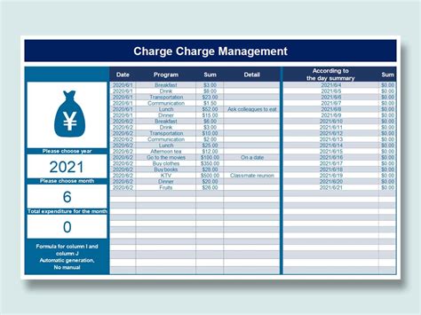 excel  business charge managementxlsx wps  templates