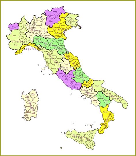 italy provinces map italy map regions provinces southern europe europe