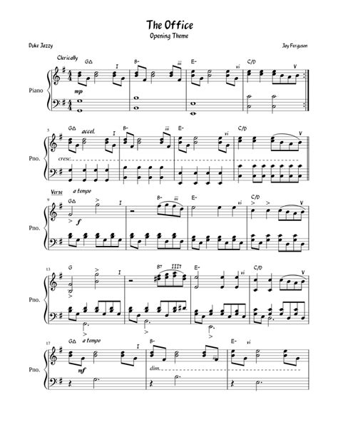 office main theme sheet   piano      midi