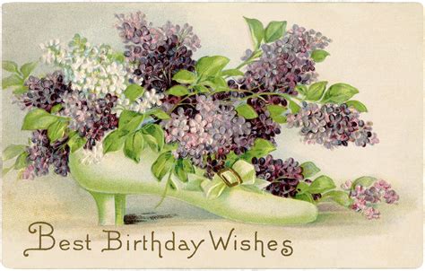 Free Vintage Birthday Card Lilacs The Graphics Fairy