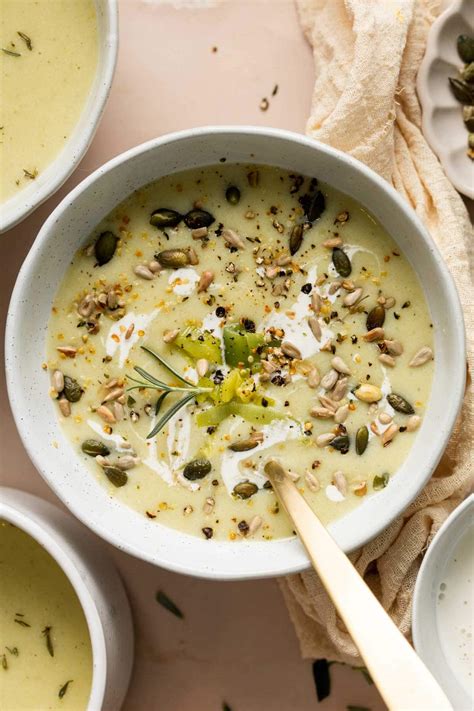 creamy leek soup  potatoes  minutes  vegan minimalist