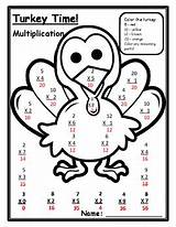 Thanksgiving Math Color Number Multiplication Turkey 3rd 2nd 1st Worksheets Grade Subtraction Activities Problems Word Activity Subject Teacherspayteachers School sketch template