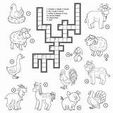 Animals Farm Crossword Vector Colorless Preview sketch template