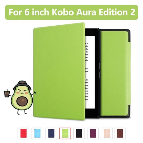 ultra thin pu leather cover  kobo aura edition    ereader protective case  kobo