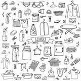 Laundry Drawing Vector Doodle Ironing Washing Clothes Doodles Illustration Icons Board Clip Cleaning Hand Drawn Set Business Drawings Illustrations Draw sketch template