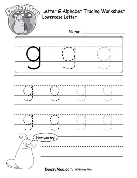 lowercase letter  tracing worksheet doozy moo