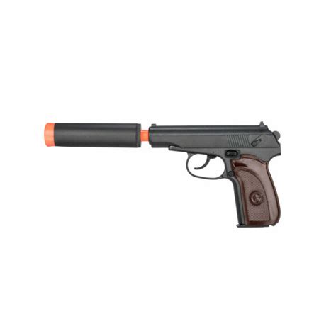 makarov airsoft gun uk arms ga black spring pistol metal frame mock suppressor  sale