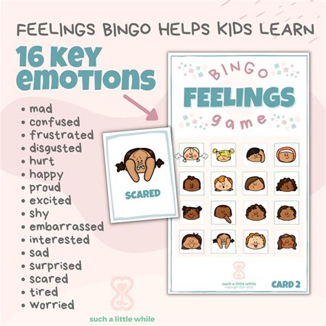 feelings bingo  printable emotions bingo cards feelings game