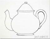 Teapot Tea Coloring Templates Teacup Painting Drawing Pages Cups Simple Book Cup Pattern Applique Embroidery Step Clipart Template Paper Sketching sketch template
