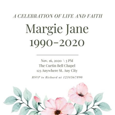 printable customizable funeral invitation templates canva