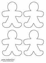 Gingerbread Coloring Cut Christmas Blank Pages People Men Print Printable Four Color Man Cutouts Template Printcolorfun Person Printables Holiday Ornament sketch template