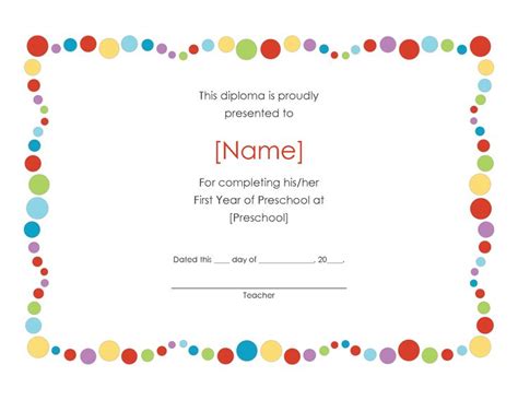 pre  certificates  completion preschool award certificate style