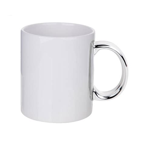 mugs oz white sublimation mug  silver handle longforte