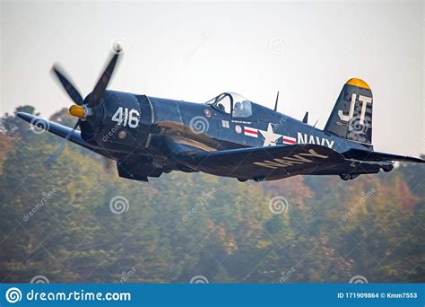 Vought F4u Corsair Fighter Airplane In Flight Editorial