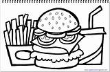 Fries Coloring Hamburger French Pages Drink Drawing Kids Template sketch template