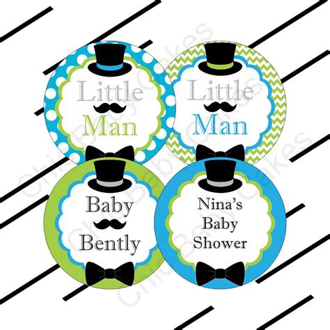 printable  man cupcake toppers turquoise lime nepheryn party