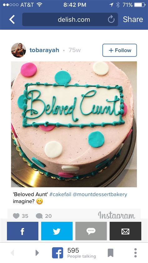 what a horrific shock for the beloved aunt who received this cake