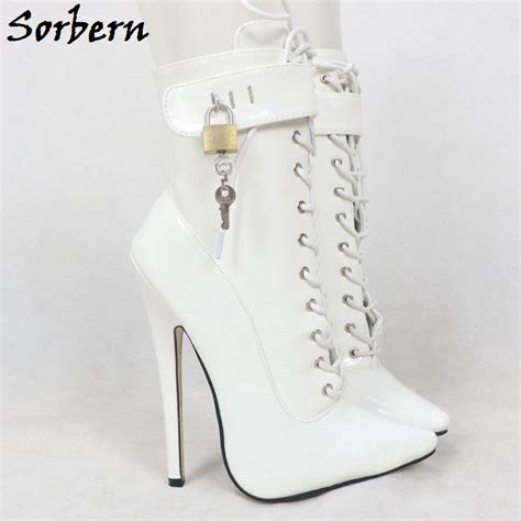 sorbern white 18cm high heel ankle boots unisex fetish booties multi colors