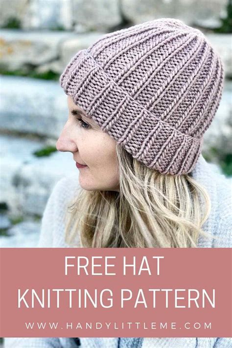 beginner knit hat pattern straight needles