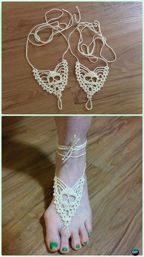 crochet women barefoot sandal anklets free patterns