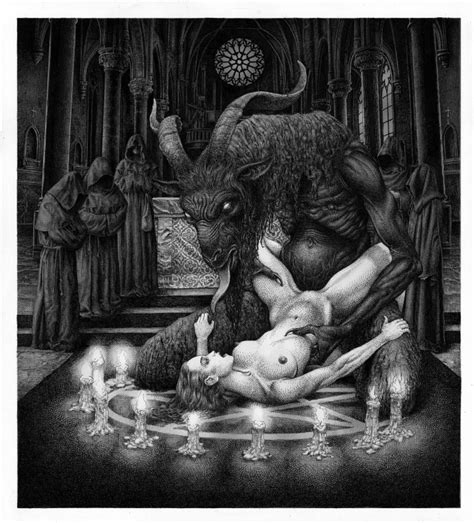 Rule 34 Baphomet Black And White Breasts Candle Church
