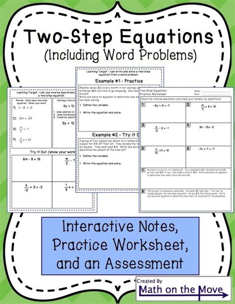 writing  step equations worksheet  step equations interactive