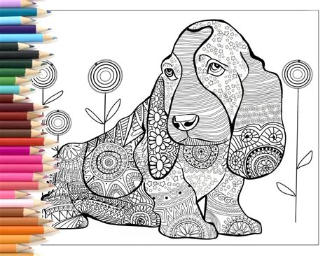 dog zentangle coloring page printable art hand
