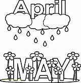 April Coloring Pages Showers May Flowers Clipart Printable Shower Bring Warriors Golden Sheets Rain State Flower Fools Print Drawing Spring sketch template