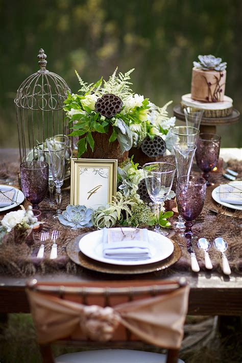 picture of romantic fall forest wedding inspiration