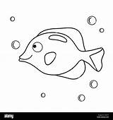 Coloring Fish Kids Bubbles Ocean Aquarium Print Game Simple Water Sea Vector Inhabitants Iil Alamy Character Paint Cartoon Book sketch template