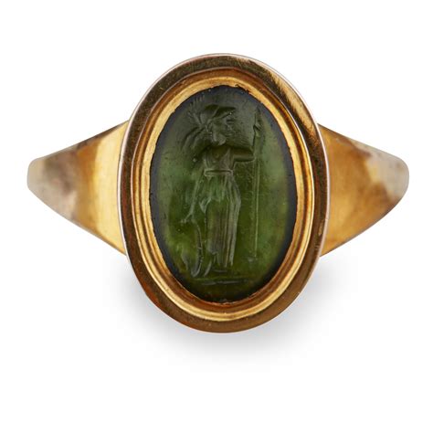 lot   gold mounted intaglio ring