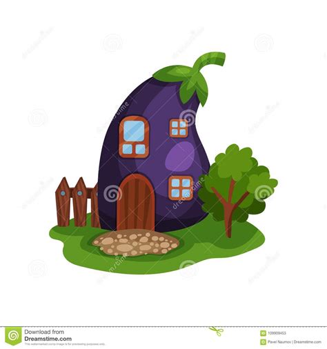 Little Fairy With Wooden House Cartoon Vector