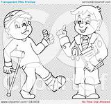 Clipart Doctor Patient Injured Cartoon Illustration Outline Male Royalty Lineart Vector Visekart Transparent Background sketch template