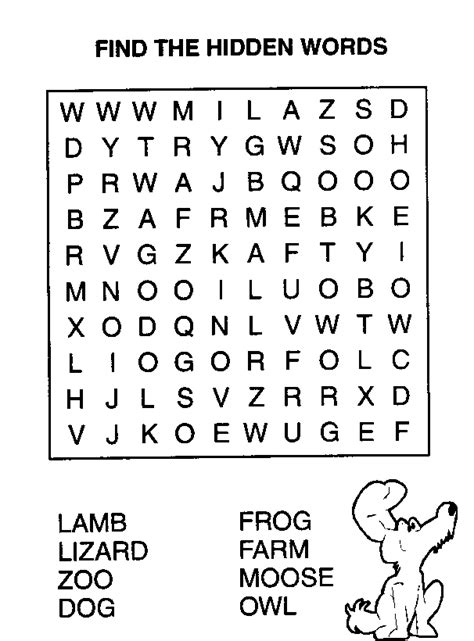 printable word search  kindergarten