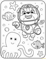 Paw Patrol Rubble Pages Coloring Underwater Color Printable Print sketch template