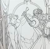 Feyre Thorns Rhysand Acotar Maas Sarah Bowater Throne Glass Ruin Acowar Brought Fanart Siga sketch template