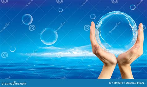 hands holding bubble stock photo image