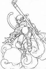 Monkey King Drawing Stone Wukong Sun Tattoo Getdrawings Deviantart Su Stuff Mid Comic sketch template