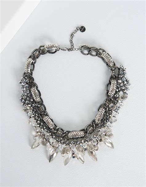 bershka united kingdom stone chain necklace necklace chain necklace jewelry