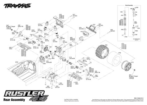 rustler    rear assembly exploded view traxxas
