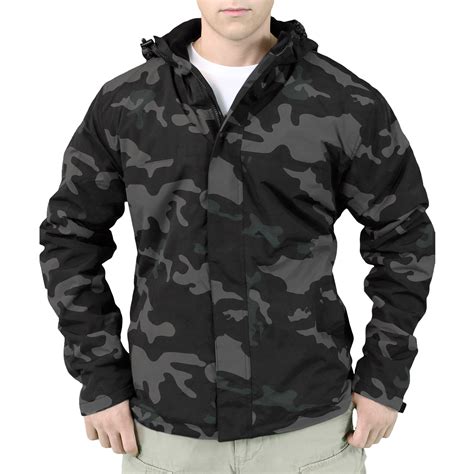 surplus mens windbreaker hooded jacket  fleece lining black camouflage  xxl ebay
